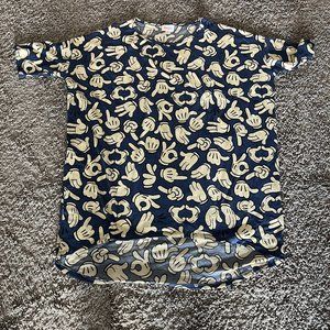 Blue and White Mickey Mouse Hands LuLaRoe Irma